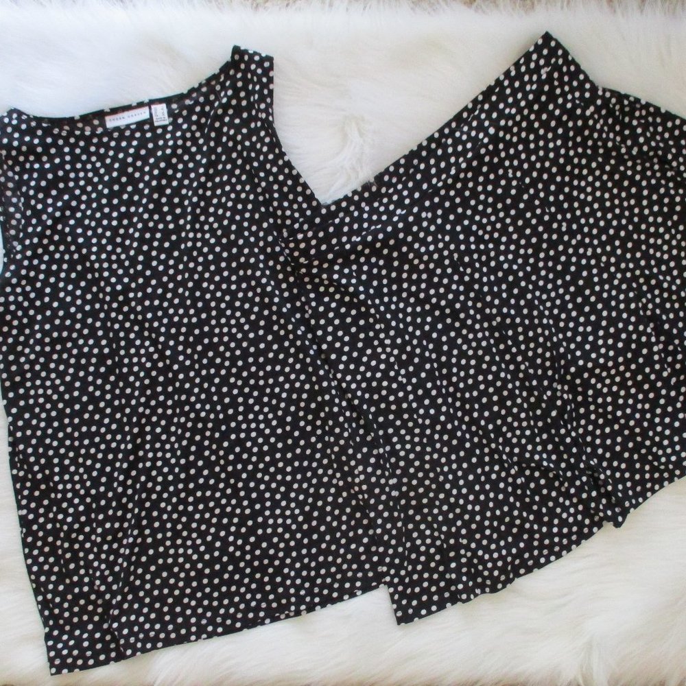 Susan Graver Navy Polka Dot Top & Skort Set M/L